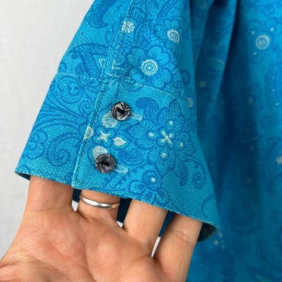 Columbia‎ Sportwear River Resort Silk Cotton Blouse Womens M Retro Paisley Disco - Picture 6 of 12